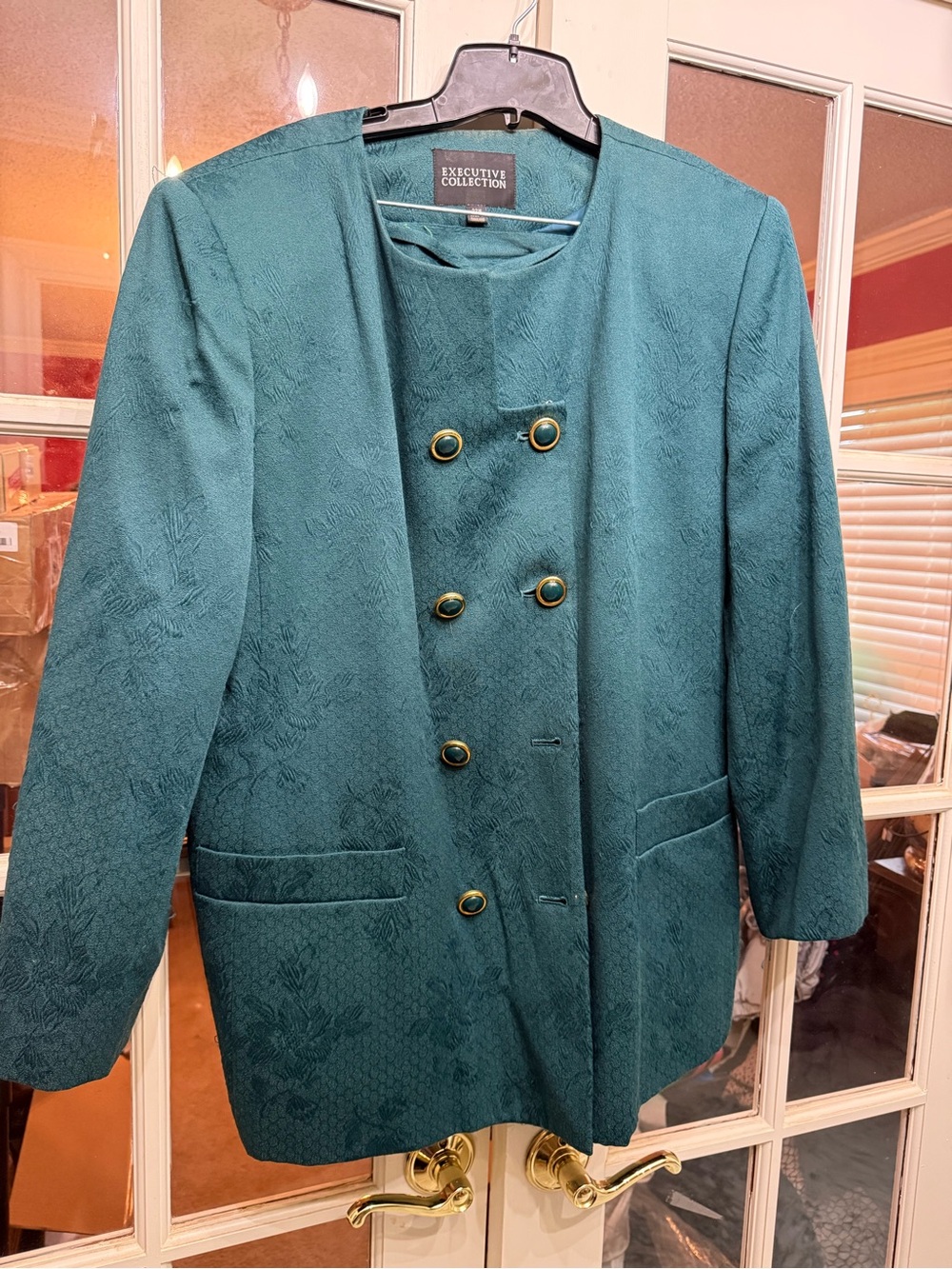 Executive Collection Women's Double-Breasted Teal Blazer